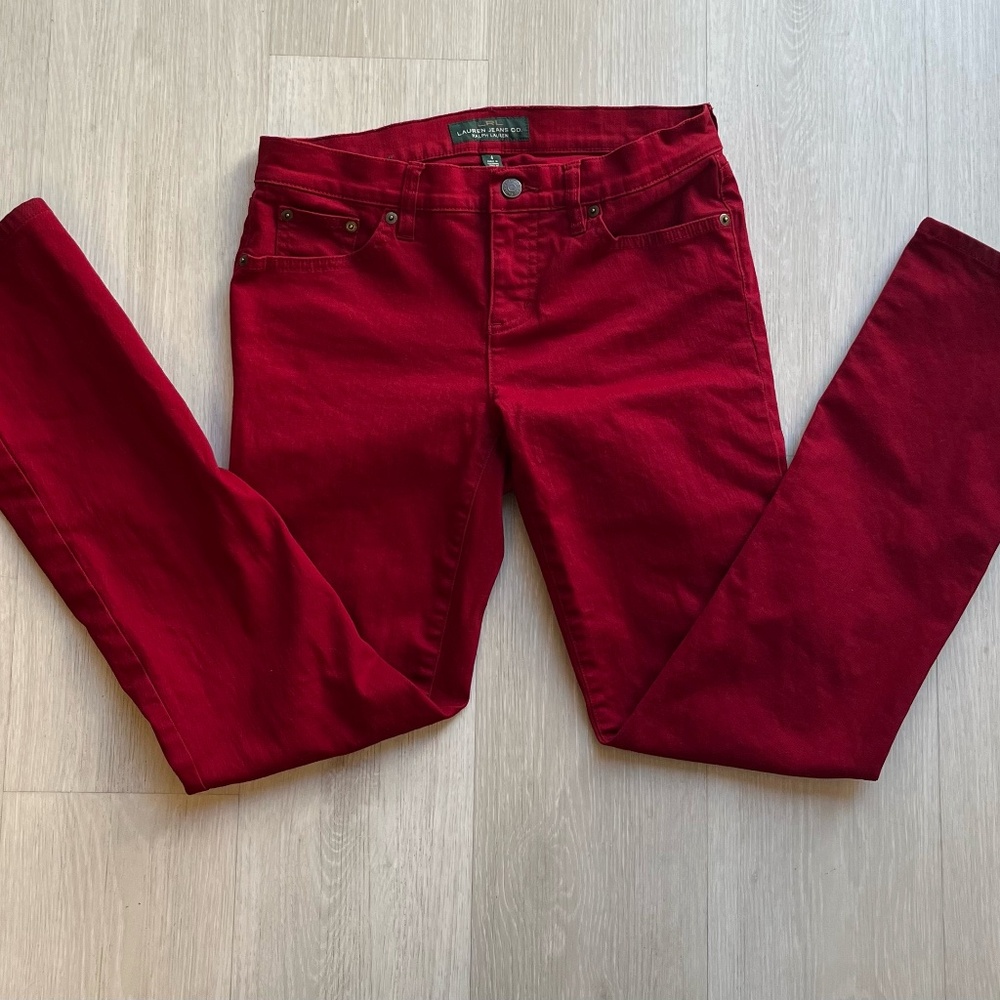 Lauren by Ralph Lauren Red Straight Leg Jeans - Size 4